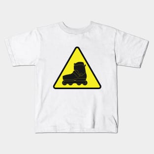 Warning sign - Inline skate & rollerblade zone Kids T-Shirt